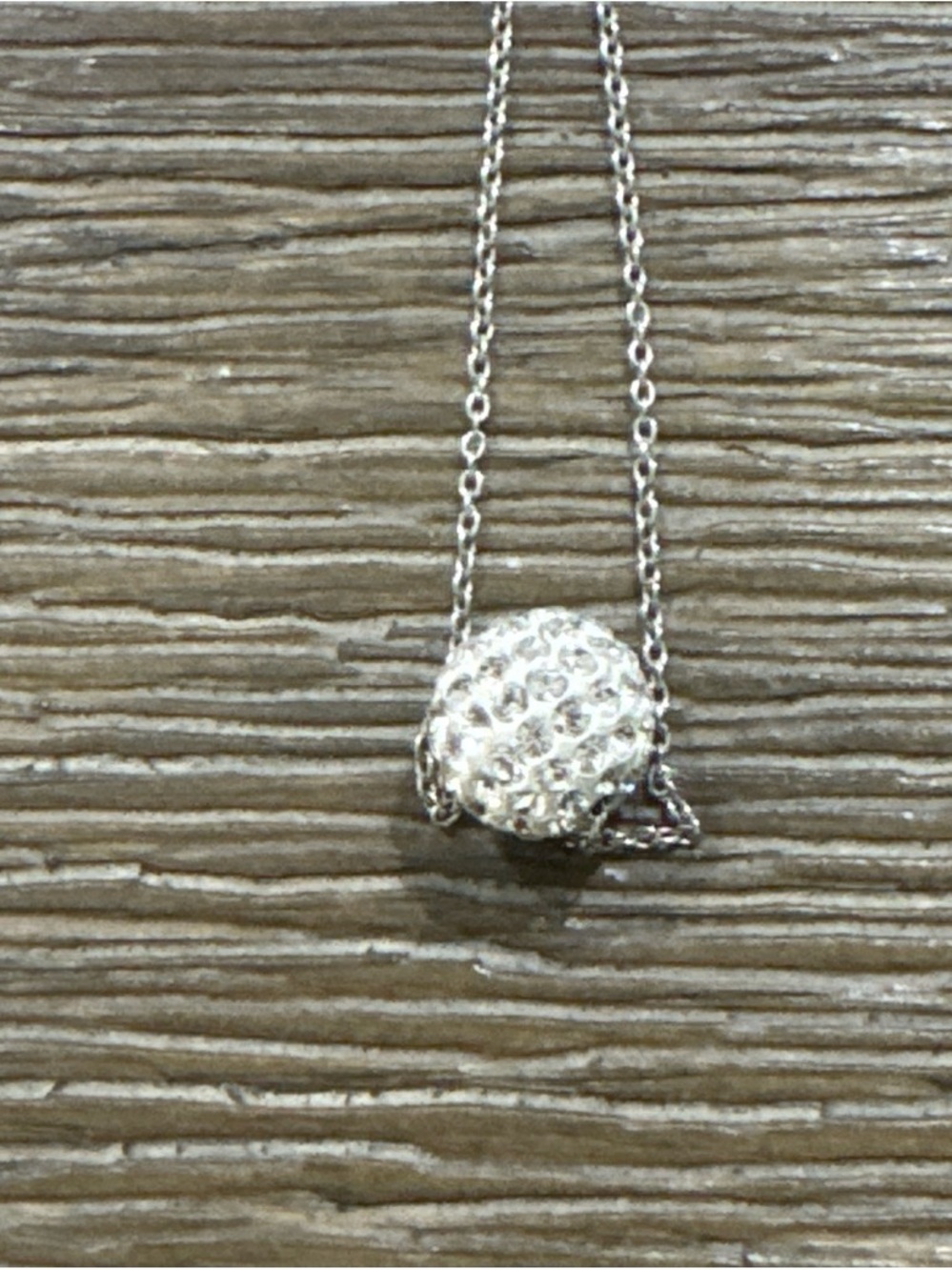 TC Silver Crystal Pavé Round Pendant Necklace